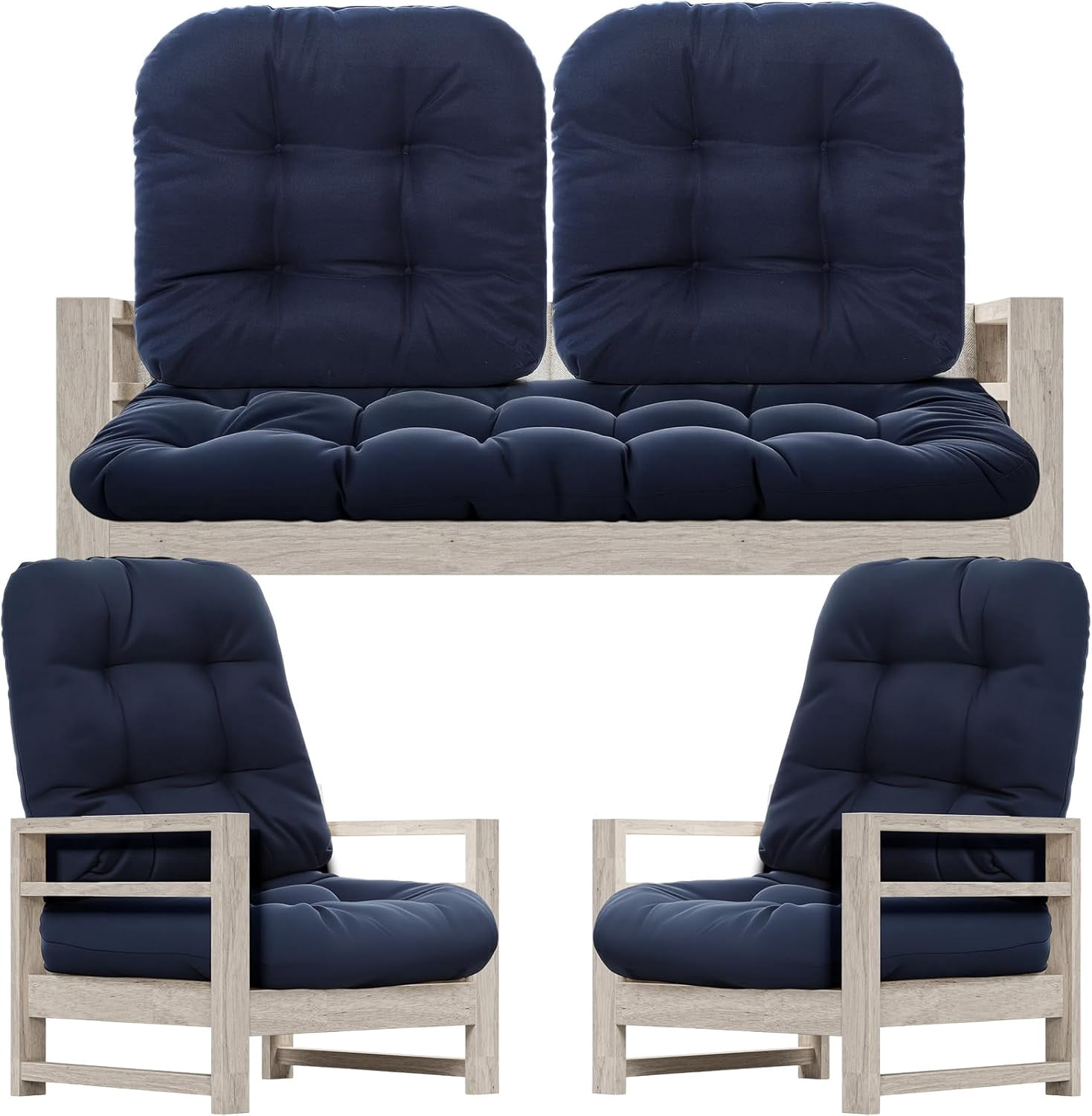 7 Pcs Outdoor Wicker Chair Cushions Set with 1 Loveseat Cushions 44 x