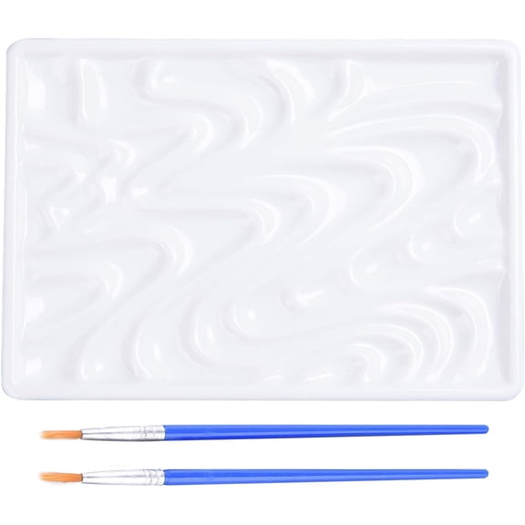 7 Pcs Palette and Brushes Set 1 Pc Oil Palettes and 6 Pcs Paint Brushes for Oil Watercolor Painting Artist Professional Kits