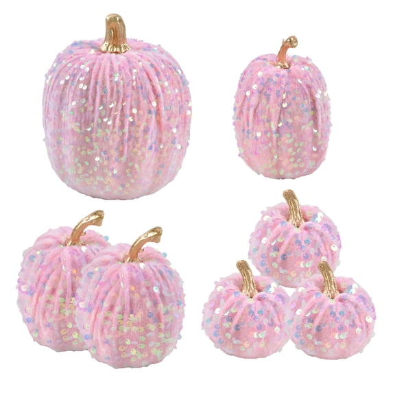 7 Pcs Plastic Pumpkins for Decorating - Artificial Foam Pumpkins for Fall Decor, Thanksgiving, Halloween, Wedding & Party, DIY Craft Fake Pumpkin for Table Centerpiece