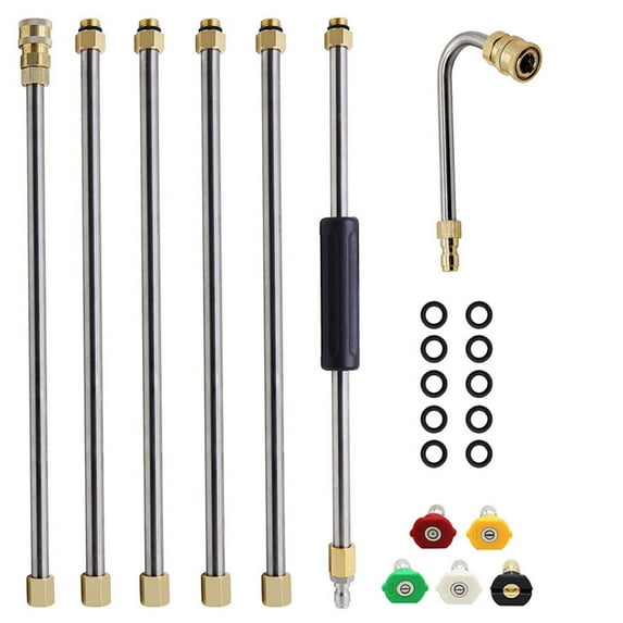 7-Pcs Pressure Washer Extension Wand Set, Stainless Steel Water Pipe Extension Rods Kit, 1/4" NPT