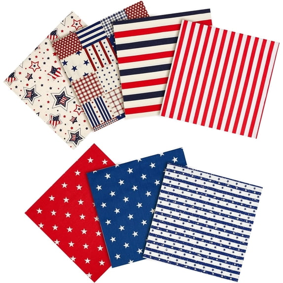 7 Pcs Printed American Style Square Cotton Fabric 20"×20" Quilting Patchwork Fabric Fat Quarter Bundles Fabric for Sewing Stitching DIY Craft