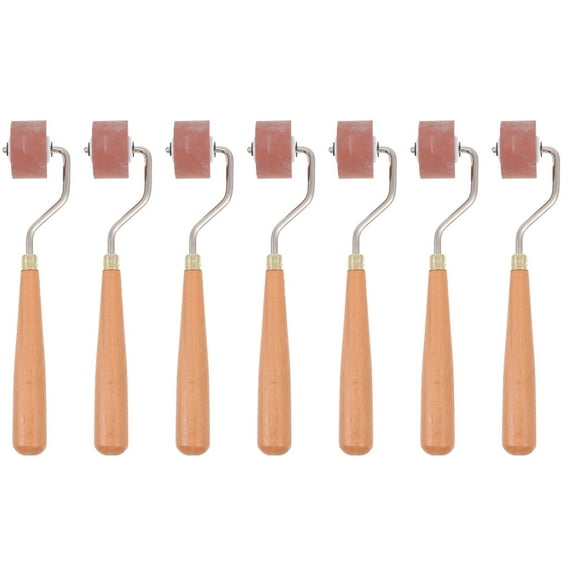 7 Pcs Printing Ink Roller Paint Brush Rollers Speedball Appliance Student Brown