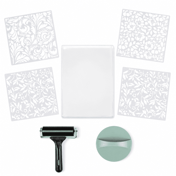 7 Pcs Printmaking DIY Kit, Reusable Gel Printing Plate with Brayer Roller Stencils for Card Making Scrapbooking Journaling, Art Supplies for Mixed Media, Christmas Gifts for Craft Lovers