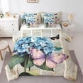 thumbnail image 1 of 7 Pcs Purple Butterfly Bedding Set Twin Butterfly Bed In A Bag Rustic Farm Floral Comforter Set With Sheets Light Blue Hydrangea Bed Set Teen Vintage Newspaper Print Sheet Set, 1 of 5