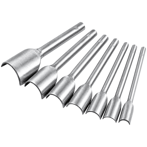 7 Pcs Quarter Round Leather Cutter Punches, Belt End Hole Punch Set, Electroplated Steel, 10 Mm To 40 Mm For Leathercraft Diy Projects