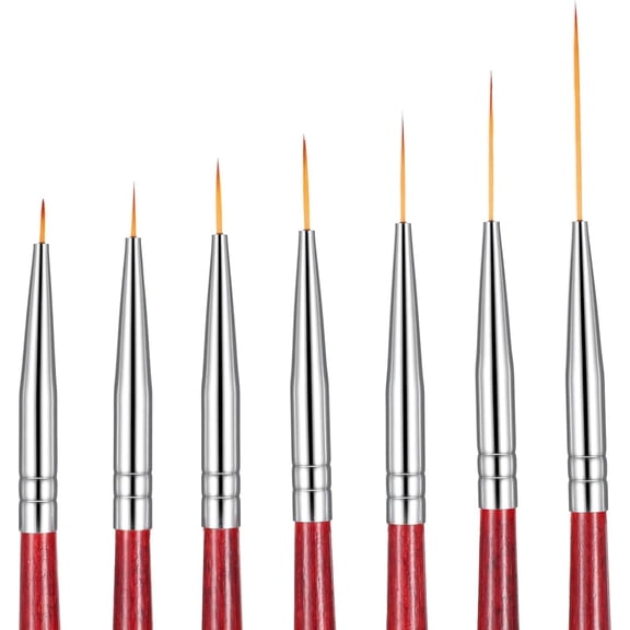 7 Pcs Rigger Artist Paint Brush, Highly Flexible Paint Brushes Extra Long Fine Point Tip Pinstriping Scroll Outlining Brush Fine Detail Paintbrushes for Watercolor Oil Gouache Pastry Cookie