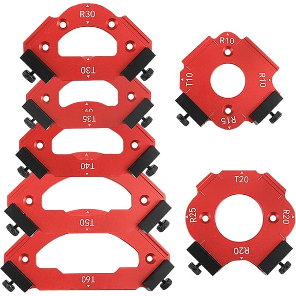 7 Pcs Router Corner Radius Jig Template Kit | 3-in-1 Aluminum Alloy Guide for R10 R15 R20 R25 R30 R35 R40 R50 R60 & T10 T20 T30 T35 T40 T50 T60 | Use with Handheld Router and Router Table