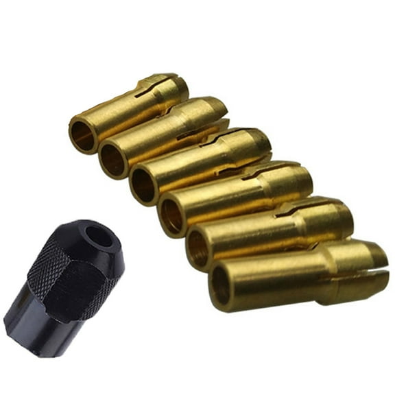7 Pcs/Set High Durability Brass Drill Chucks Collet Bits With 1-2Mm Shank Size, Screw Nut Included For Dremel Rotary Tools, Ideal For Diy Projects And Precision Drilling