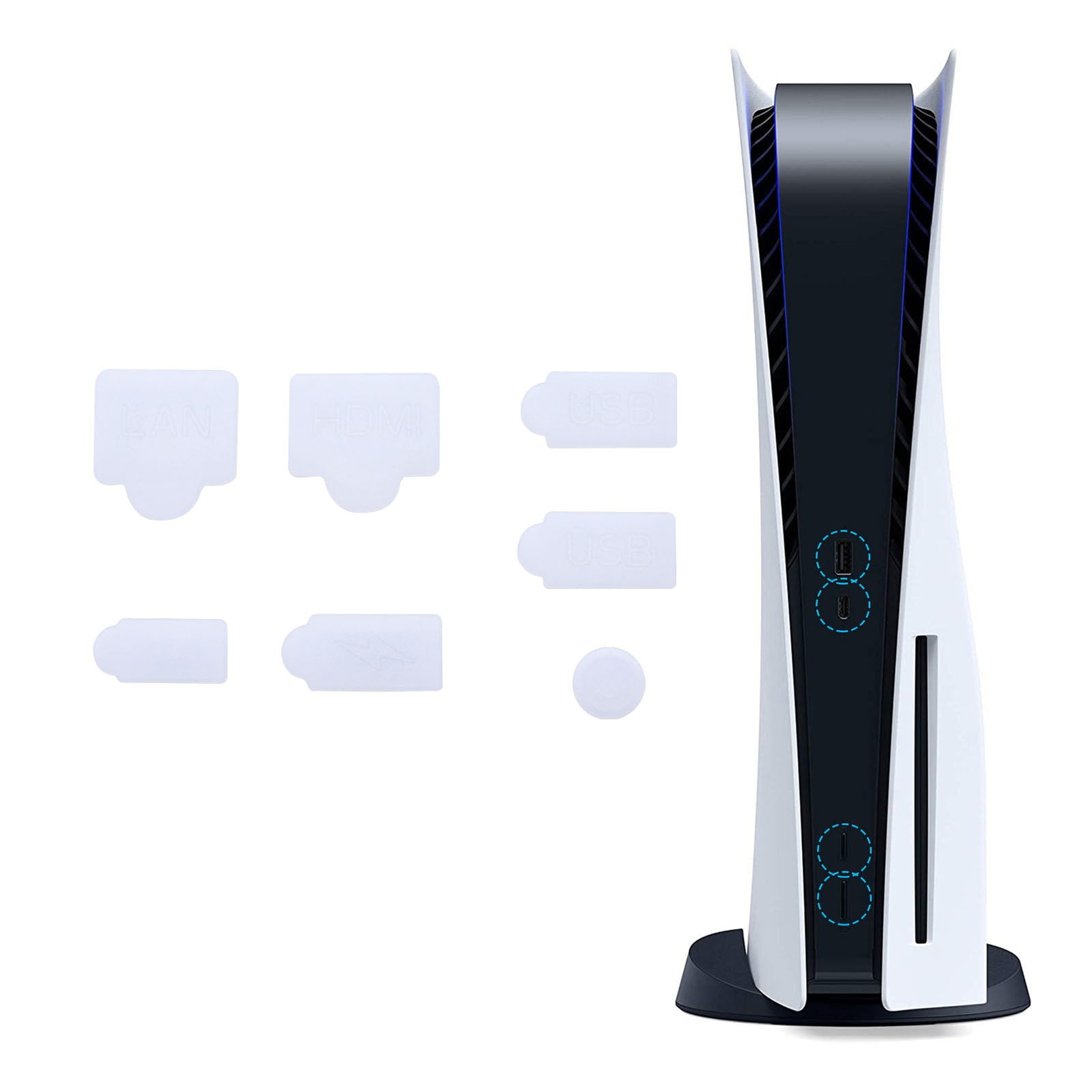 7 Pcs Silicone Plugs Set Suitable For PS5 USB LAN Type C Scratch Cover