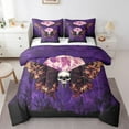 thumbnail image 1 of 7 Pcs Sugar Skull Bed in a Bag King Size Death Moth Print Bedding Happy Halloween Bedding Set with Comforter Teens Halloween Decor Gothic Style Bed Set Halloween Themed Sheet Set, 1 of 5