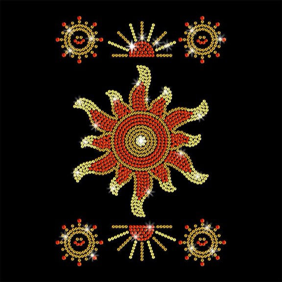 7 Pcs Sun Pattern Iron on Rhinestones Transfer Hot Fix Iron on Patch Transfer Decals Bling Heat Transfer Clothing Repair Applique
