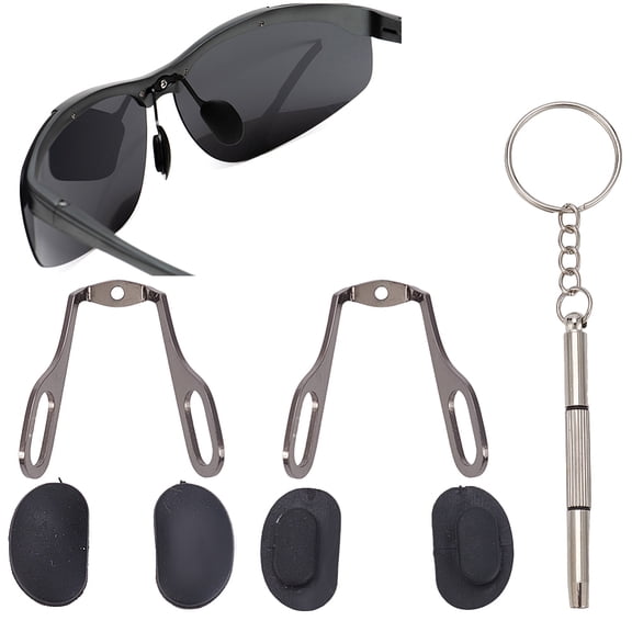 7 Pcs Sunglasses Nose Pads Sunglass Arm Gunmetal 304 Stainless Steel Glasses Bridge Iron Screwdriver Sunglass Nose Pad Replacement Kits DIY