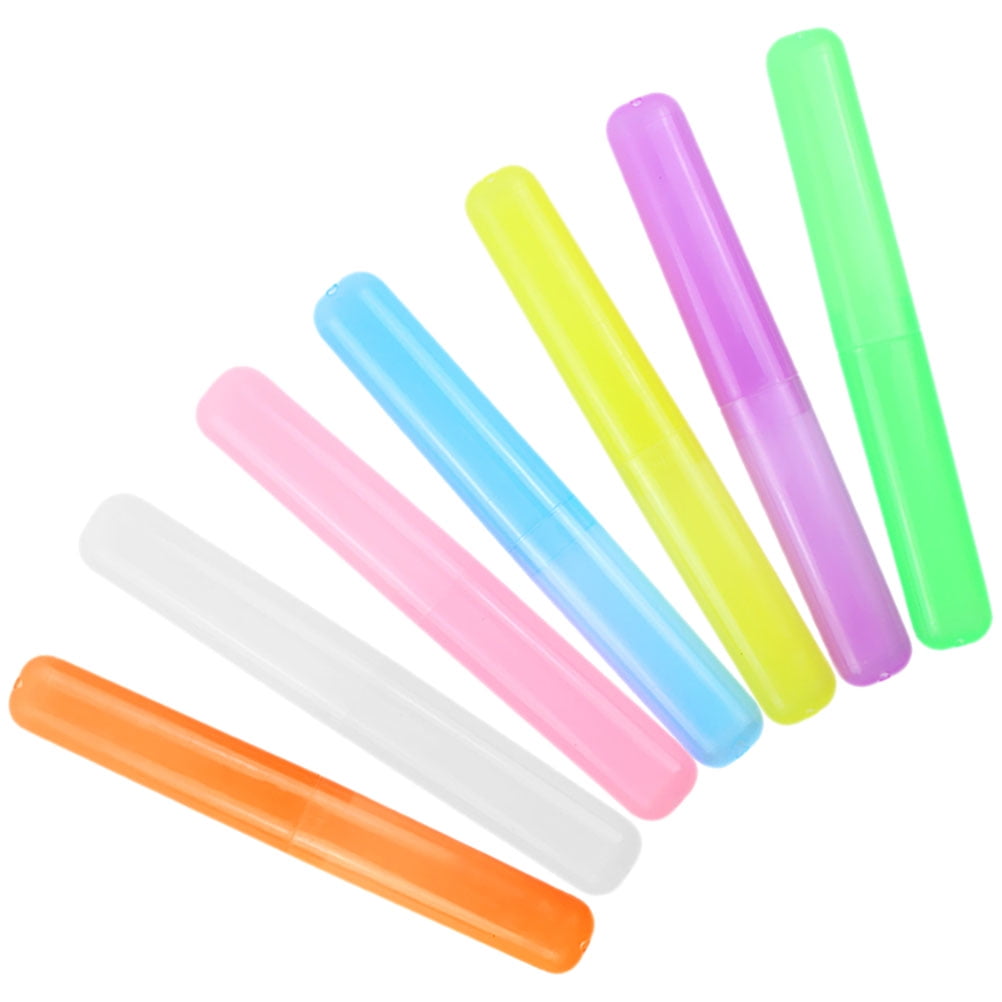 7 Pcs Travel Toothbrush Case Holder Cover Cases and Toothpaste Portable Container Plastic