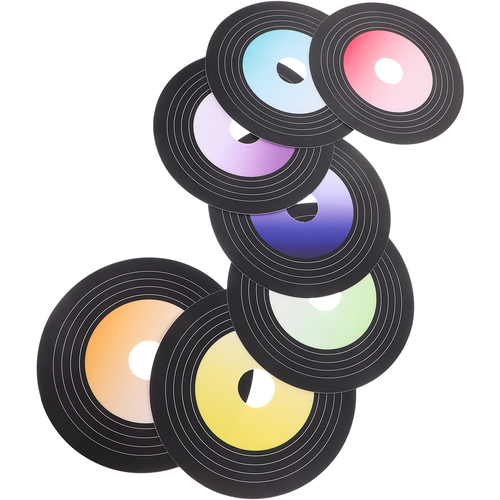 7 Pcs Vinyl Record Wall Sticker Retro Decor Vinyl Records Nail Sticker