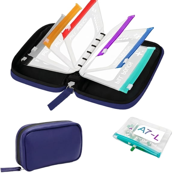 7 Pcs Visible Pill Pouch Bags,7 Colors Self Sealing Medicine Bags,Reusable Zippered Pill Pouch Set,Small Medicine Organizer for Travel,Plastic Pill Bags for Home Daily use