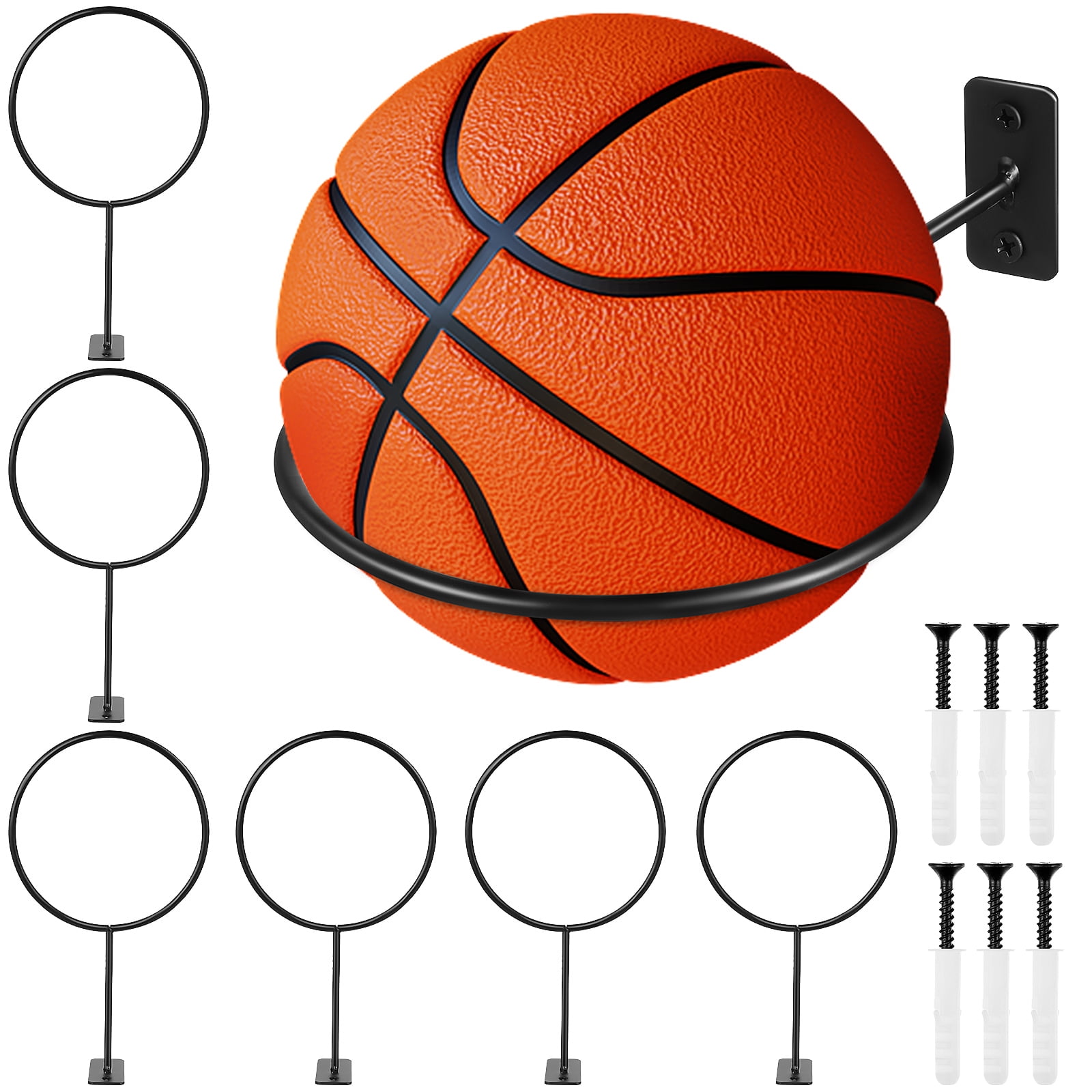 7 Pcs Wall Ball Rack Basketball Hoop Racks For Balls Storage ...