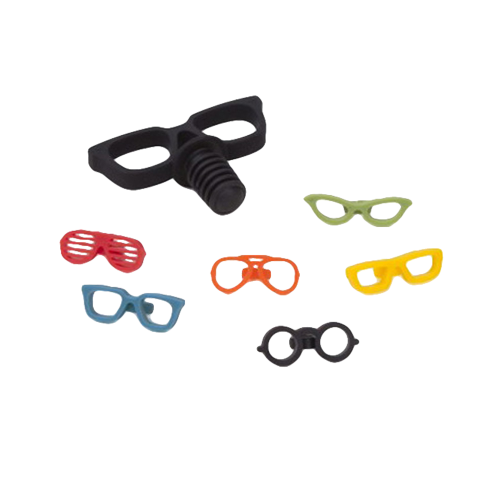 7 Pcs Wine Stopper Drink Glass Markers Set Unique Eyeglass Shaped Wine