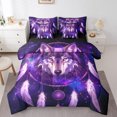 thumbnail image 1 of 7 Pcs Wolf Bed in a Bag Twin Comforter Set,Boho Dream Catchers Sheet Set Teens Adults,Tribal Exotic Bedding with Comforter,Wolves Wildlife Safari Animal Print Quilt Cover, 1 of 5