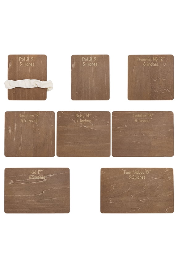 7 Pcs Wooden Head Band Hair Size Guide Measuring Boards 7 Size Camel Color Rectangle Headwraps Size Guide Measuring Templates Tie Boards for DIY