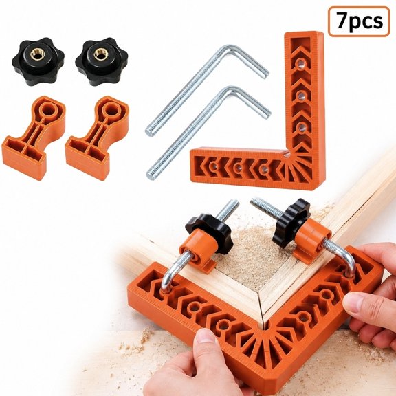 7 Pcs Woodworking Clamping Squares, Right Angle Clamps, 90 Degree Corner Clamps (6-Inch), Woodworking Tool Kit for Cabinet Making, Picture Frames, Drawer Construction