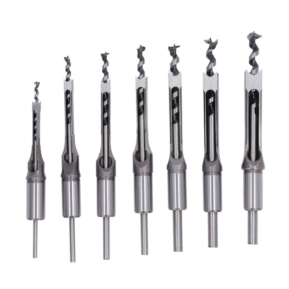 7 Pcs Woodworking Square Drill Bits 1/4in 5/16in 3/8in 2/5in 1/2in 9/16in 5/8in HSS Mortising Chisel Bit Set