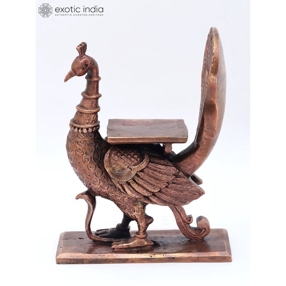 7" Peacock with Snake Candle and Diya Stand In Copper | Made in India
