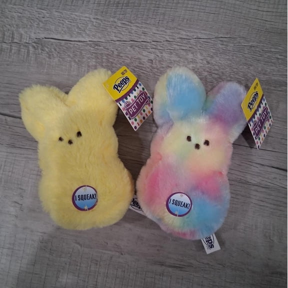 7" Peeps Pet Toy Bunny with Squeaker Plush, Assorted Colors, Pack of 1