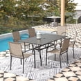 thumbnail image 1 of 7-Peices Outdoor Patio Dining Set Stacking Chairs and Rectangular Table Furniture Set for 6 Person, 1 of 9