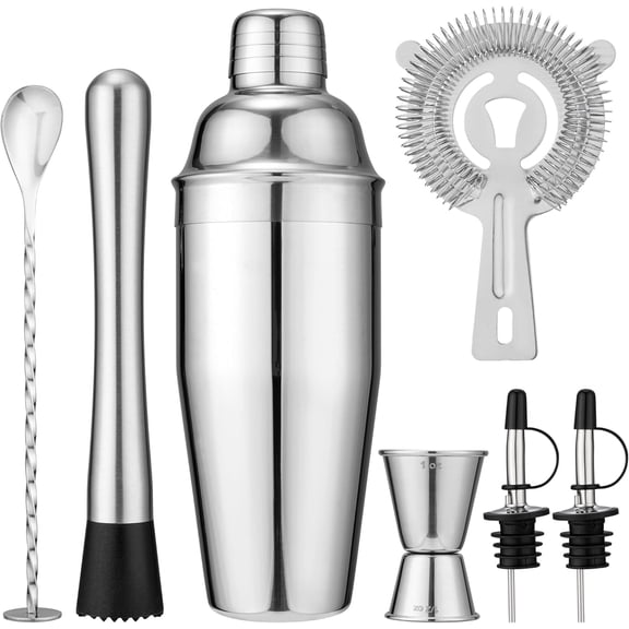 7-Piece 24oz Stainless Steel Cocktail Shaker Bartender Bar Tools Set