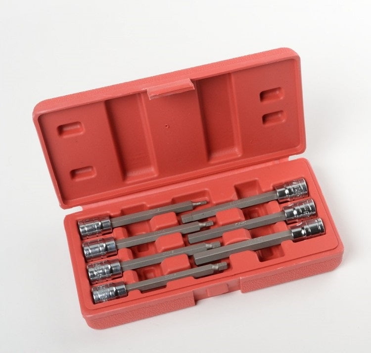 7 Piece 3/8" Drive Extra Long Allen Hex Bit Socket Set MM Metric 3mm To 10 Mm