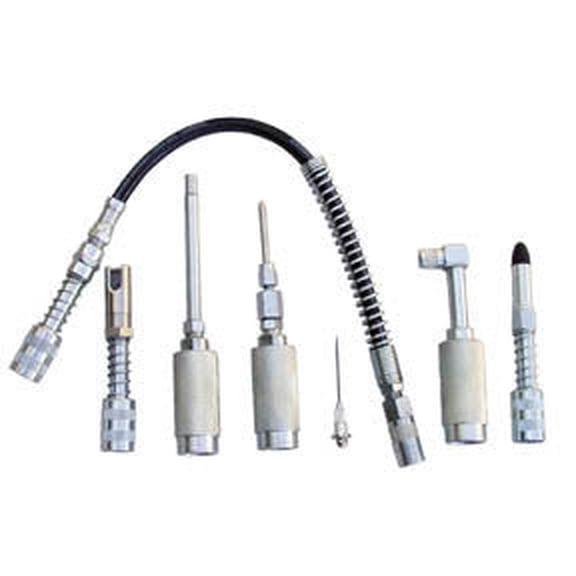 7 Piece Accessory Assorted Attachment Hose Tip Tool Set for Grease Lube Oil Gun