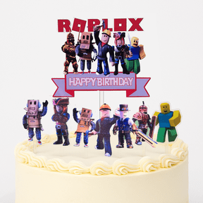 7-Piece Acrylic Roblx Gamer Birthday Cake Topper Set Includes 1 Large Gamer Happy Birthday Topper & 6 Character Picks Perfect for Gamer Birthday Cake or Cupcake Decoration Game Party Supplies