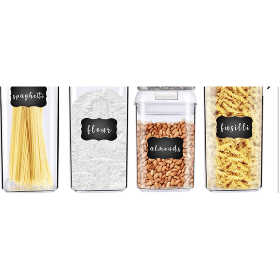 7 Piece Airtight Food Storage Container Set With Easy Lock Improved Lids, BPA Free Plastic Includes 10 Free Chalkboard Labels and 1 Marker