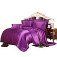 thumbnail image 1 of 7 Piece All Season - Satin Comforter Set (Comforter + Flat Sheet + Fitted Sheet 19'' + 4 Pillowcases) 600 GSM Comforter Sheet Set Wrinkle Fade Free for All Seasons( Full XL Size,Egg Plant ), 1 of 3