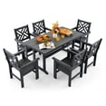 thumbnail image 1 of 7-Piece All-Weather HDPE Patio Dining Set for 6 with Umbrella Hole (Gray), 1 of 10