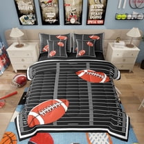 7 Piece American Football Twin Bed in a Bag Sports Bedding Sets Football Game Themed Comforter Set with Sheets Rugby Sports Game Bed Set Ball Game Decor Sheets