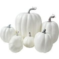 thumbnail image 1 of 7-Piece Artificial Pumpkin Set - Realistic Foam Fall Decor for Thanksgiving & Halloween, DIY Paintable Centerpieces for Table, Porch or Wedding Decorations, 1 of 6