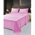 thumbnail image 1 of 7 Piece Bamboo Rayon Sheets Set by OKAO - Silky Soft- Wrinkle Free- Deep Pockets- Softer and Stronger Than Cotton Cool Sheets - 2 Fitted Sheet, 1 Flat, 4 Pillowcases Split King, Pink, 1 of 4