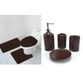 thumbnail image 1 of 7 Piece Bath Accessory Set Bathroom Rugs Contour mat & Ceramic Accessories (Brown)…, 1 of 3