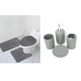thumbnail image 1 of 7 Piece Bath Accessory Set Bathroom Rugs Contour mat & Ceramic Accessories (Silver Grey)…, 1 of 3