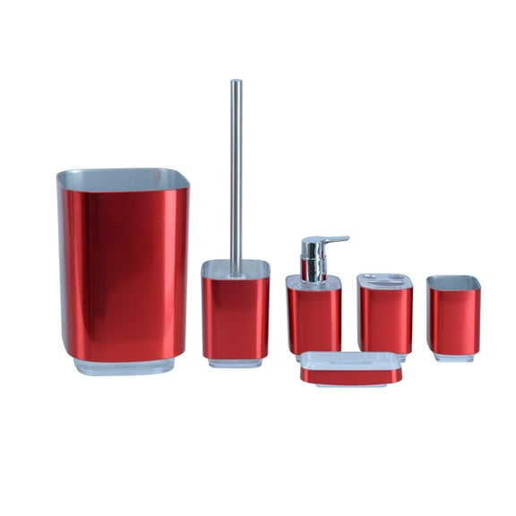 7 Piece Bathroom Accessory Set Regency Red