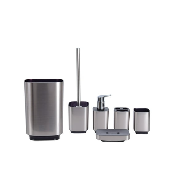 7 Piece Bathroom Accessory Set Regency Silver