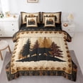 thumbnail image 1 of 7 Piece Bear Queen Bedding Sets Western Woodland Animal Bed in a Bag Rustic Farmstyle Bear Paw Print Comforter Set with Sheets Bear Hunting Theme Bed Set Jungle Style Wildlife Sheets, 1 of 5