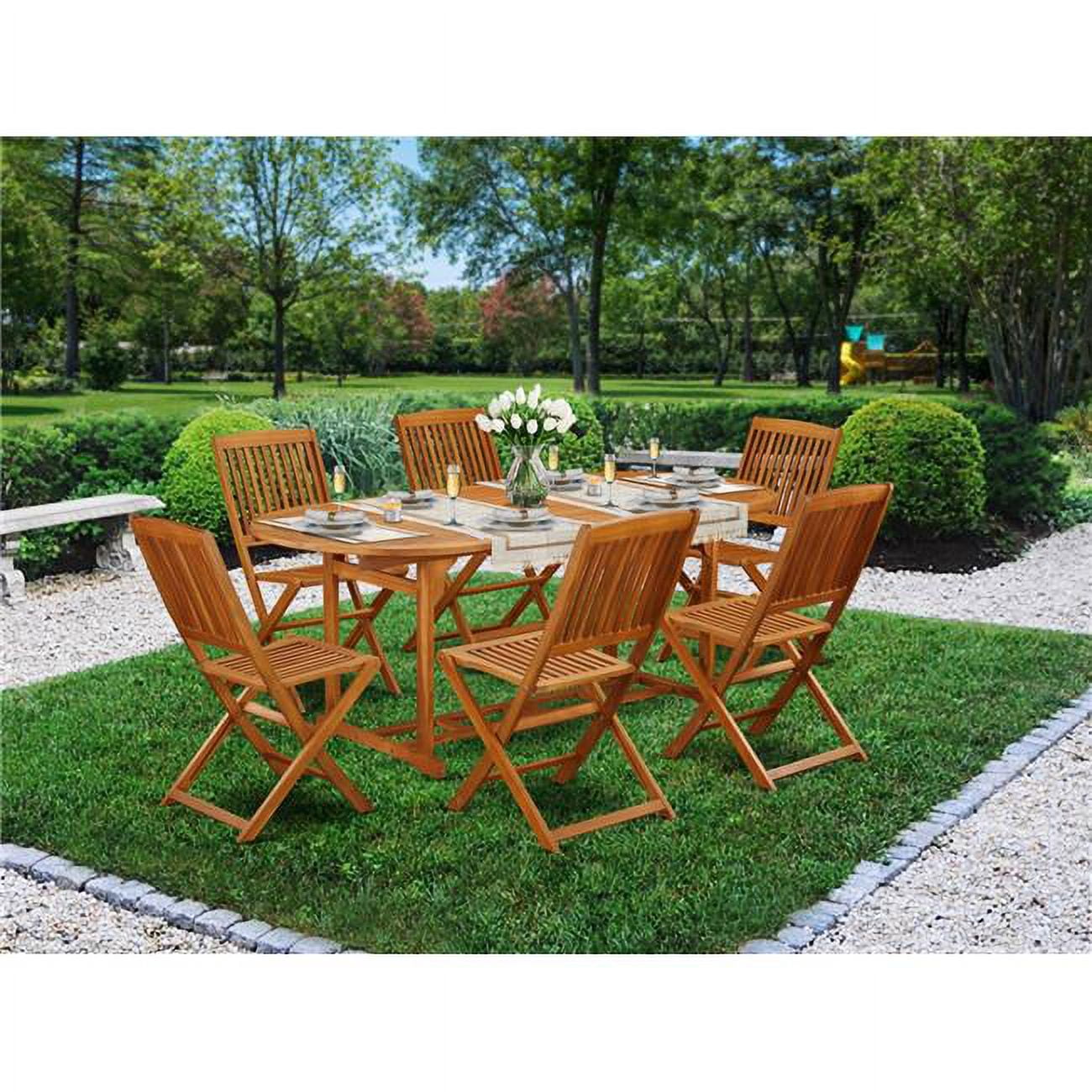 7 Piece Beasley Acacia Balcony Dining Set - Natural Oil