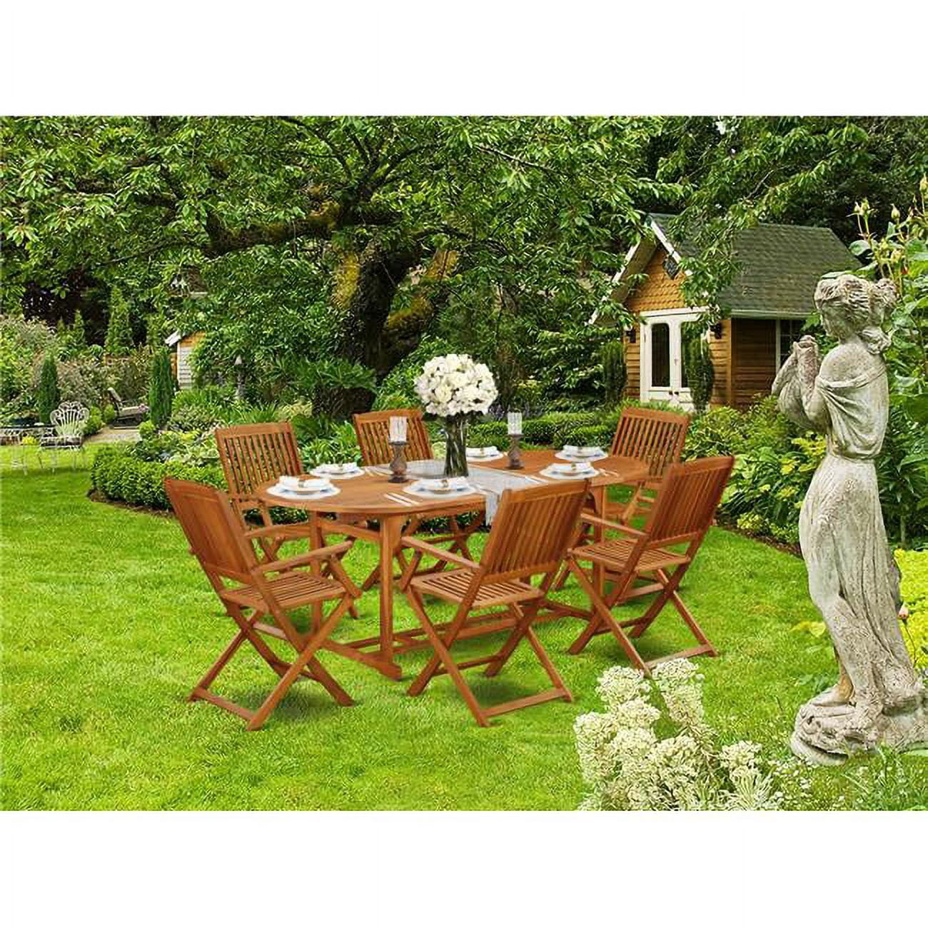 7 Piece Beasley Acacia Hardwood Balcony Dining Set - Natural Oil