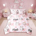 thumbnail image 1 of 7 Piece Bed in a Bag Twin Size Comforter Set Cartoon Cat Bedding Set,Cartoon Kitten Pet Reversible Bed Set,Love Heart Comforter with Sheet Set,All Season, 1 of 5