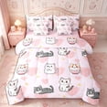 thumbnail image 1 of Erosebridal 7 Piece Bed In A Bag Twin Size Comforter Set,Cartoon Cat Girls Bedding Sets for Twin Beds,Cartoon Kitten Pet Pink Reversible Bed Set,Love Heart Comforter with Sheet Set,All Season, 1 of 5