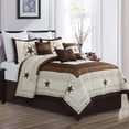 thumbnail image 1 of 7 Piece Beige Geometric Print Comforter Set Color Block Bed in a Bag, King, 1 of 5