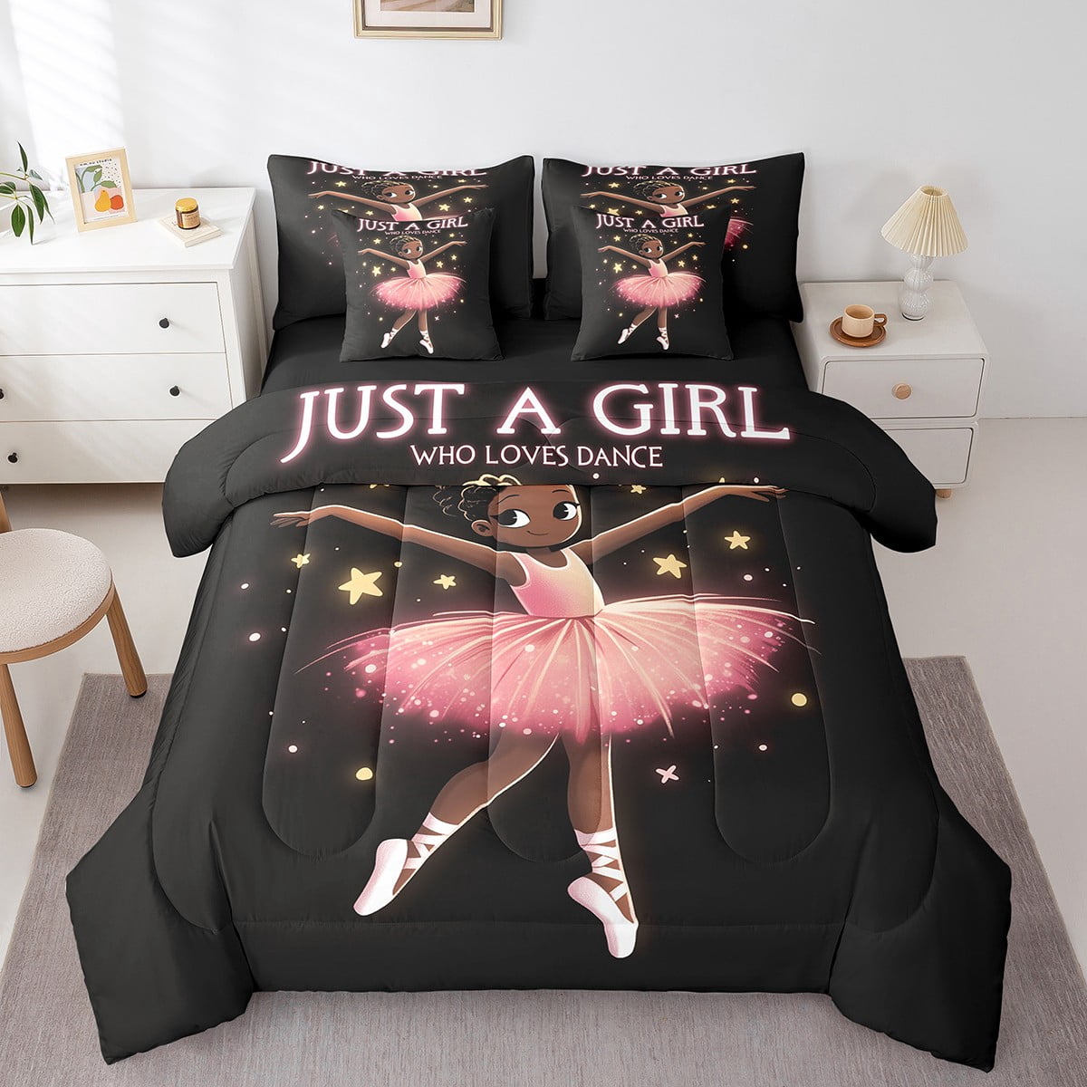 7 Piece Black Magic Bed in a Bag King Size Little Black Bedding Sets ...