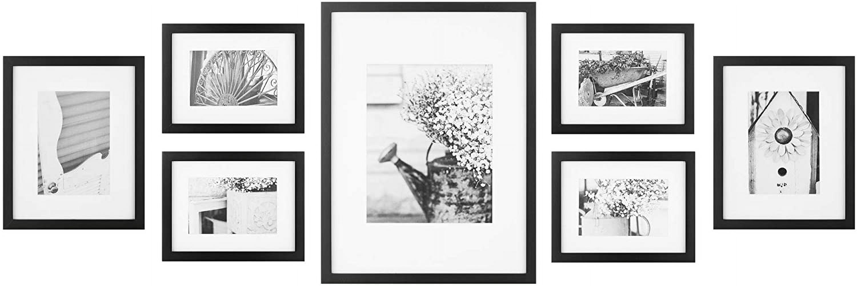 - 7-Piece Black Wall Frame Set - Kit with Decorative Art Prints ...
